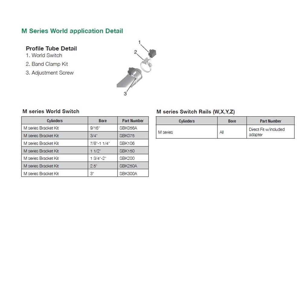 SBK200 NUMATICS/AVENTICS CYLINDER PART<BR>SWITCH BRACKET 1 3/4" - 2" BORE (CLAMP)